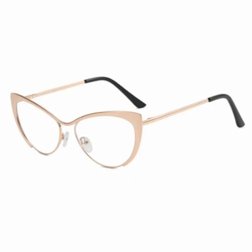 Lunettes œil de chat femme monture métallique fine et grands verres transparents simples