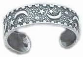 Silverflake -Moon n Stars Toe Ring in Sterling Silver