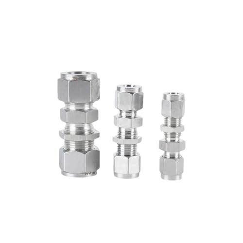 DSZUJTYROP 1pc 304 Double Ferrules Hydraulic Pipe Fitting Compression Straight Union Bulkhead for 1/2'