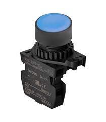 Autonics S2PR-P1BA Non-Illuminated Push Button (Non-Flush), �22/25, Blue, Normal Open, 110VAC/10A,220VAC/5A
