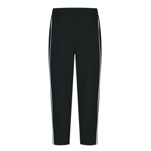 Mens Sweatpant 2025 Trendy Striped Side Button Closure Split Wide Leg Pants Drawstring Elastic Waist Sport Trouser4