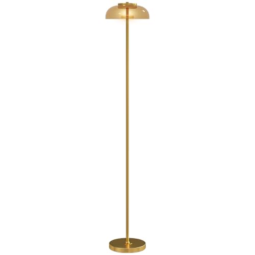 HOMCOM LED Stehlampe für Wohnzimmer, Standleuchte, Warmes 3000K, Messing