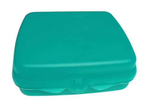 Tupperware Sandwich-Box Aufbewahrungsbox Brotdose quadratisch Sandwichbox Pausenbrot Kindergarten Schule grün türkis