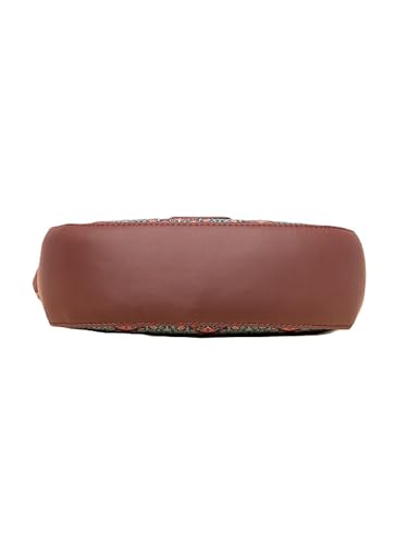 Image of ZOUK Kolkata Nouveau Women Jute Vegan Leather Multicolor U Shaped Sling Bag For Girls /Ladies