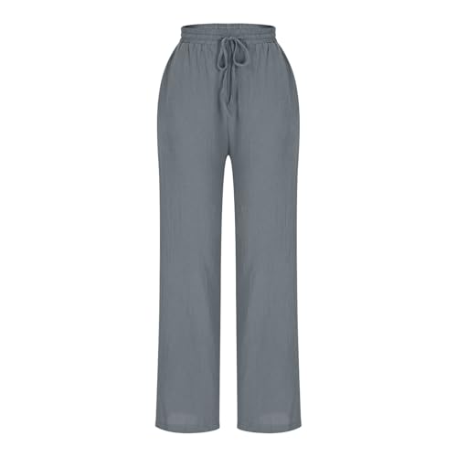Liene Pants for Women,Wwomens Casual Summer 2025 Drawstring Elastic High Waist Pant Comfy Solid Color Trouser4