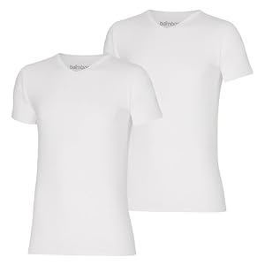 Bamboe T-shirt heren met V-hals – 4-Pak – Wit – Maat S – Heren T-shirt – Ondershirt heren – t shirt heren