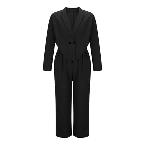 Cambkatl Men's Stylish Blazer Suits Long Sleeve Notched Collar Single Button Irregular Suit Jackets & Pants 2-Pieces Sets3