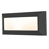 Black Outdoor LED Modern Surfaced Mounted Brick Wall Light | 11W 450 Lumen 3000k Warm White | 230mm x 101mm | IP54 Rated | 240V | Heavy Duty Aluminium | Plain Diffuser