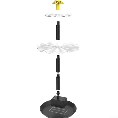 Durashmall Bomba solar de fuente de 2,5 W 7 V para baño de pájaros y piscina de jardín con panel policristalino IP68 impermeable de tres capas de flujo de agua 9 cabezales de boquilla PET ABS