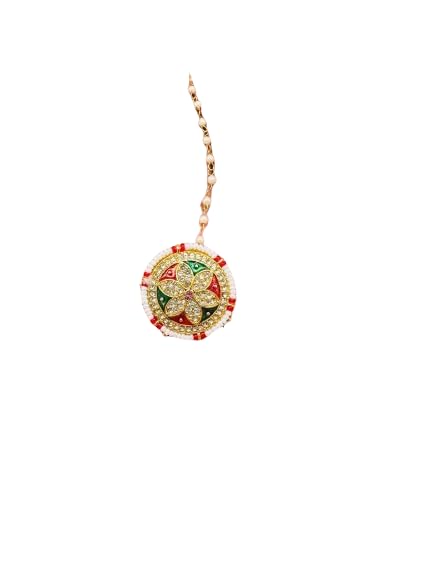 Vibrant Elegance: Multicolor Round Traditional Rajasthani Mangtikka/Borla for women and girls-picture-10