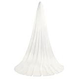 Long voile de mariée simple, 1 couche de tulle souple, Avec peigne en métal, Voile Blanc doux Adapté aux Accessoires de Cheveux de Mariage (B)