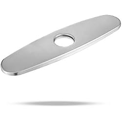 Escutcheon Plate, Brushed Nickel Faucet Hole Cover Stainless Steel deck plate for 1 or 3 Hole Kitchen Laundry Sink Faucet 10 inch base plate