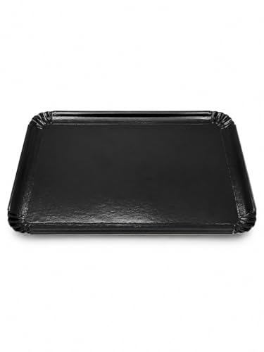 lepetitmitron- 25 Plateaux Traiteur Noirs Réutilisables 28x42 cm - Idéal pour Buffet, Fête et Réception