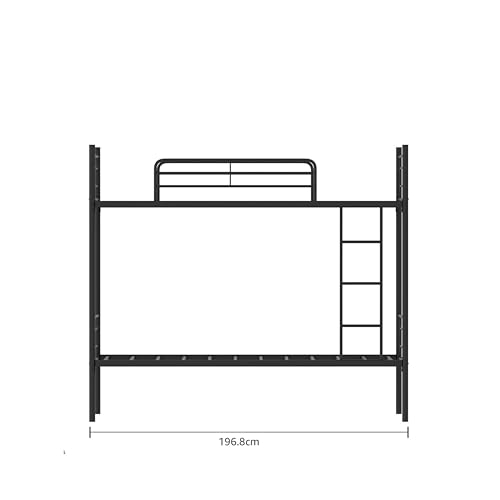 Image of TEKAVO Bunk Bed I Safety Guardrail I Easy-Climb Ladder I Metal Bed I Kids bunk Bed I Modern Bedroom Furniture I DIY (Black- Vista)