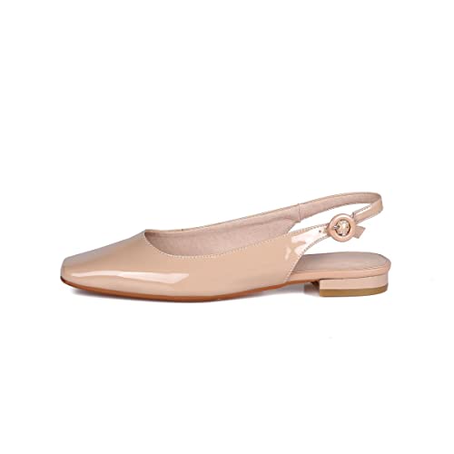 Slingback Flats for Women Square Toe Flat Low Heel Block Sandals Slip on Causal Walking Slide Shoes3