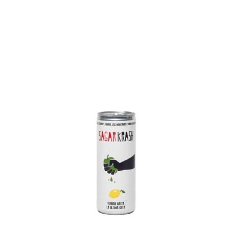 Sagar Krash Limón – Caja 24 Latas de Sidra Moderna Artesana de Manzana del País Vasco con Zumo de Frutas, Refrescante y Baja Graduación Alcohólica 4,5% vol.