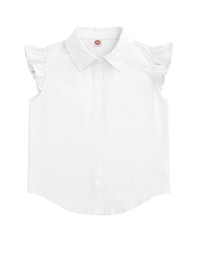 Image of Girls Sleeveless Plaid Button Down Shirt Summer Crop Tops Tie Knot Ruffle Sleeve Shirt Blouse 3-12Y