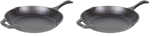 Image of Lodge Chef Collection 10 inch Pre-Seasoned Cast Iron Skillet - Kitchen Essential for Frying & Searing (Pack of 2)