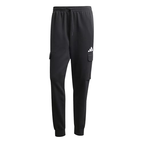 Adidas Herren Essentials FEELCOZY Fleece Cargo Pant, Black/White, XXL