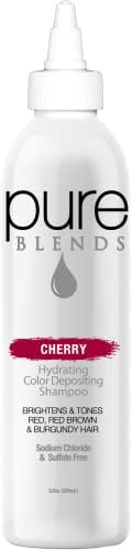 Pure Blends Cherry Hydrating Color Depositing Shampoo Brighten & Tone Color Faded Hair Semi Permanent Hair Dye Prevents Color Fade Extend Color Service on Color Treated Hair 8.5 Oz.