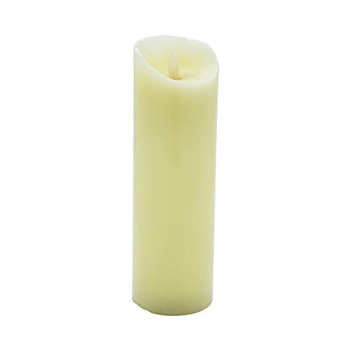 Image of Fire Tek 3 x 8.7 Inch Flameless Pillar Candle, 1 Programable LED Pillar Candle - Dancing Flame, For Home, Weddings, And Parties, Ivory Real Wax Battery Pillar Candle, Remote Sold Separately,