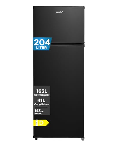Comfee RCT210DK3EU(E) Réfrigérateur-Congélateur Double Porte 204 L, Congélateur Supérieur – Pour Cuisine, Appartement, Foyer – 176 Kwh/Annum,...