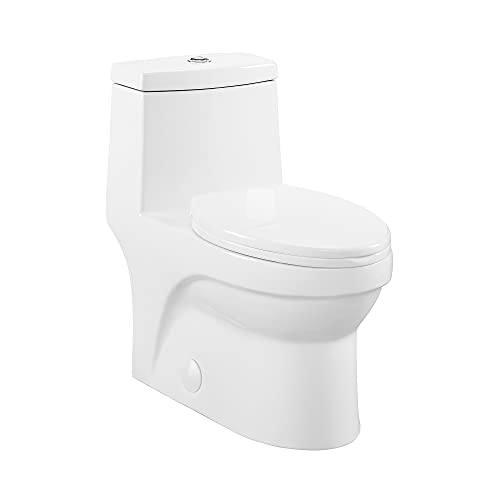 Inodoro de una pieza Tours con sistema touchless y doble descarga 1.1/1.6 gpf, color blanco miniatura 1
