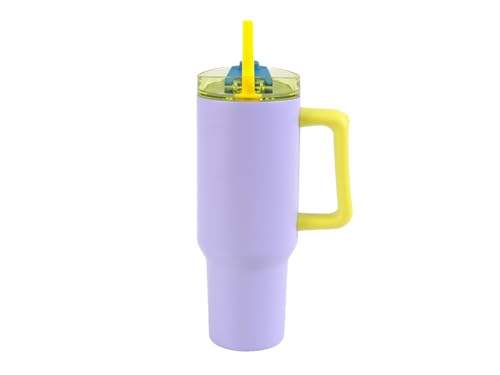 IDRINK - Vaso térmico de viaje, 1,2 l, con asa y pajita (morado)