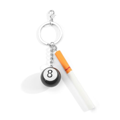 Gallkeat Billardkugel Schlüsselanhänger, Schwarz Rund mit Billiard Mini 8 Ball und Zigarette Anhänger, Billard Kreatives Schlüsselanhänger Keychain Dekoration Gallkeat Billardkugel Schlüsselanhänger, Schwarz Rund mit Billiard Mini 8 Ball und Zigarette Anhänger, Billard Kreatives Schlüsselanhänger Keychain Dekoration