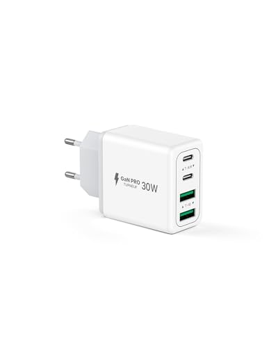 USB C Ladegerät 60W 4-Port Schnellladegerät Mehrfach USBC Stecker Fast Charger Mit (12V/2.5A) Power Adapter USB C Netzteil für iPhone 17 16 15 14 13 12 11 Pro Max iPad Samsung Handys