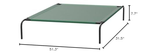 Image of Amazon Basics Cooling Breathable Elevated Dog Bed with Metal Frame for Large Dogs, 51 inch x 31 inch x 8 inch, Green, Easy to Assemble