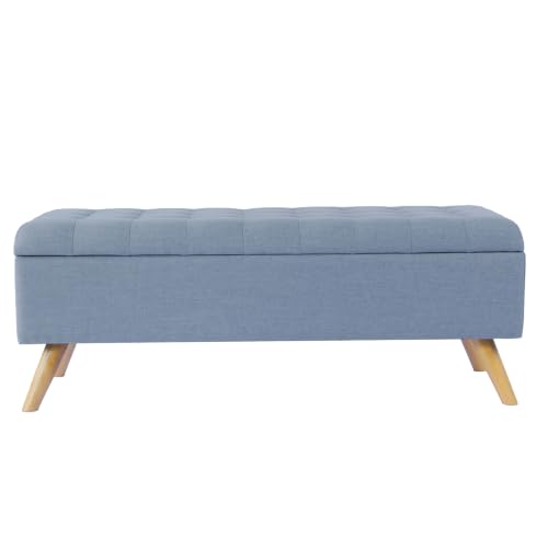 Image of HomePop 48 inch Modern Tufted Storage Bench - Dusty Blue Woven