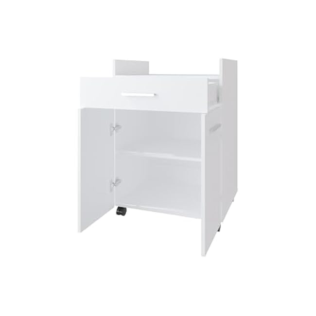 White Kitchen Cart with 2 Doors and 1 Drawer,for Restaurants-bLDLwsky