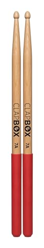 Image of Clapbox Drum Sticks with Grip (Red) Maple Wood, 7A Size - One Pair