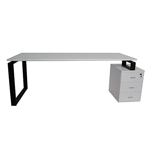 Ofilike. Mesa Escritorio Con Cajonera Reversible. Estructura Metálica De Marco Cerrado Color Negro. Entrega 3-5 Días 140x60, White Mecr-G Ofilike. Mesa Escritorio Con Cajonera Reversible. Estructura Metálica De Marco Cerrado Color Negro. Entrega 3-5 Días 140x60, White Mecr-G