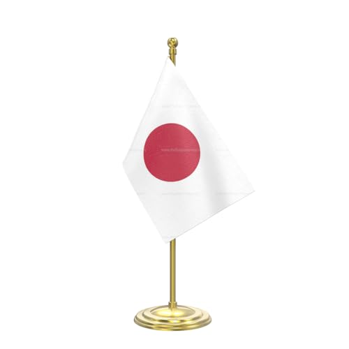 Image of The Flag Company Gold Acrylic Pole with Round Base | Desk Flag for Office, Reception & Home Decor (Japan)