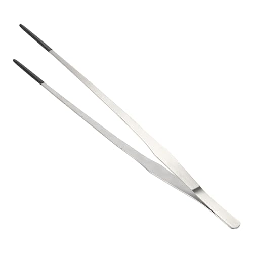 Image of 14.96 inch L Aquarium Straight Feeding Tweezer for Feeding with Black Rubber Tip