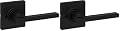 Kwikset Casey Dummy Door Handle 2 Pack, Single Sided Lever for Closets, French Double Doors, and Pantry, Matte Black Non-Turning Reversible Interior Push/Pull Lever, with Microban Protection