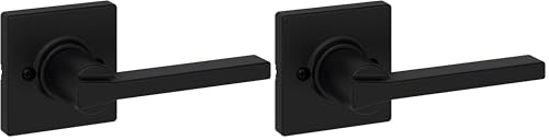 Image of Kwikset Casey Dummy-Door Handle,Single Sided Lever for Closets,French DoubleDoors,and Pantry,Matte Black Non-Turning Reversible Interior Push /Pull Lever, with Microban Protection (1 Count)(Pack of 2)
