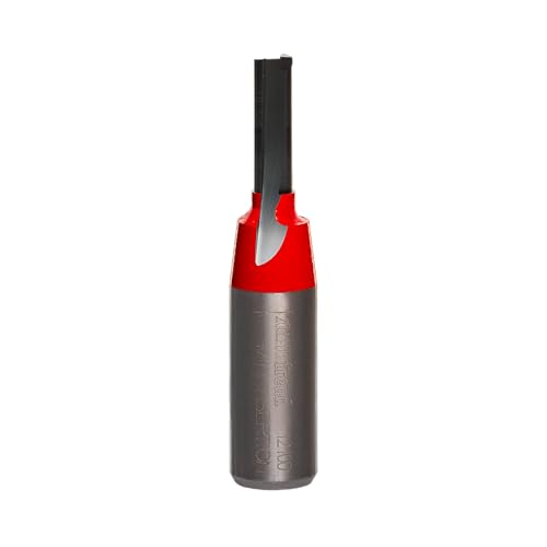 Image of Freud 12-100: 1 /4 inch (dia.) Double Flute Straight Bit with 1 /2 inch shank, 2-3 /8 inch overall length, Red