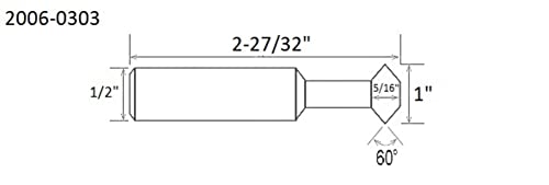 Image of HHIP 2006-0303 M42 (8%) Cobalt Double Angle Cutter, 60 Degree, 1 inch x 5 /16 inch x 1 /2 inch x 2-27 /32 inch