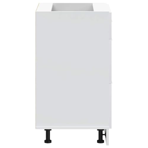 QJBSAVVA Lyon White Kitchen Base Cabinet 60x46x81.5 cm Engineered Wood Freestanding Storage Unit with Adjustable Feet for Modern Kitchen Pantry Cupboard Setup - Image 6