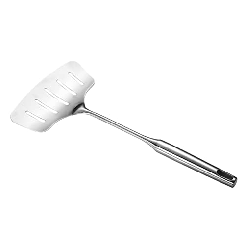 GRIRIW Wide Flat Spade Fryer Scoop Silverware Fish Flipper Stainless Steel Slotted Turner for Cooking