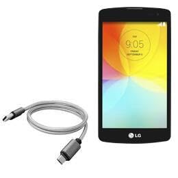 BoxWave Cable Compatible with LG L Fino - Micro USB DuraCable, Braided Micro USB Charging Cable - Space Grey