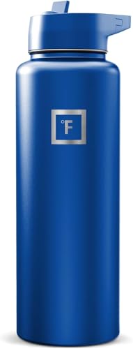 Image of IRON FLASK 40 oz Wide Mouth Water Bottle with Straw | Insulated Stainless Steel Sports Water Bottle with Leakproof Straw Lid - BPA Free, Cold 24 Hrs, Sweat Free (Twilight Blue)