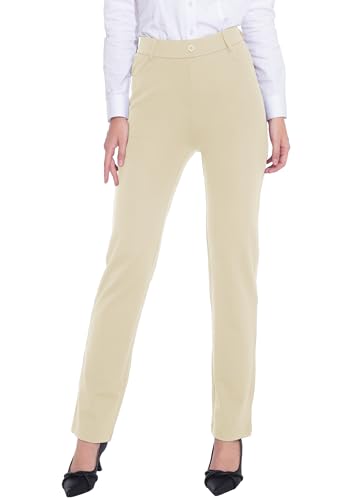 ZTN Khaki Dress Pants for Women 30" Pull-on Slacks Comfortable