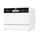 SIA TTD6WH White Table Top Mini Dishwasher, 8 Programs, 6 Place Settings, Touch Control, Ideal for Kitchen Counter Top, Caravans, Mobile Homes, 2 Years Parts and Labour Guarantee