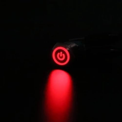 Botón de metal de 12mm con luz LED roja y reinicio automático para sistemas de 48V