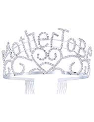 Frcolor Metal Mother To Be Silver Tiara Hearts Crown with Sparkling Rhinestones for Baby Shower Future Expecting Mom Decorations Gift