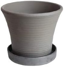 KANEYOSHI Potted Mikawayaki Pottery Flower Pot Mikawa Ware Rose, Old Fashioned Ware (Made in Japan) with Plate